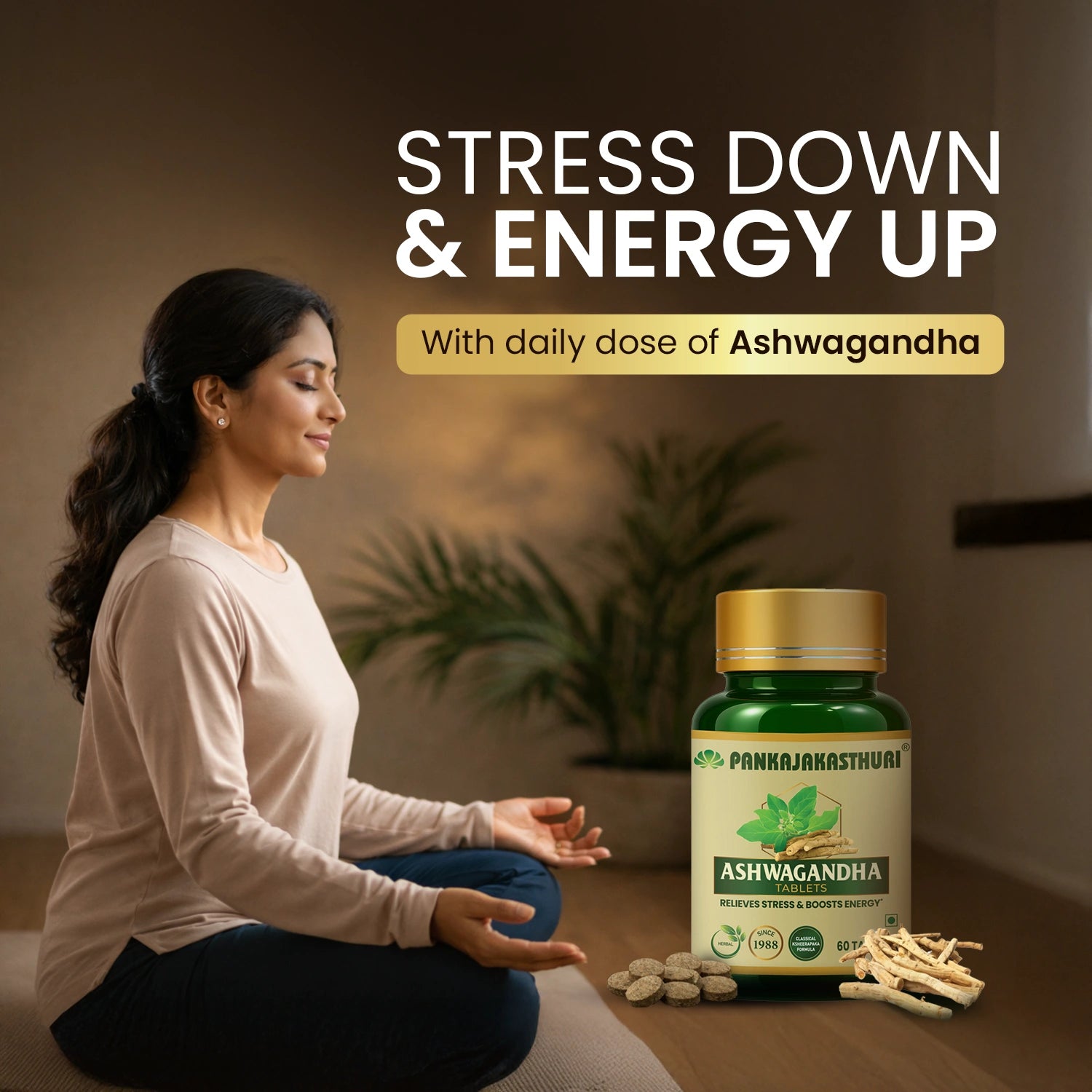 Ashwagandha Tablets | Relieves Stress & Boosts Energy -