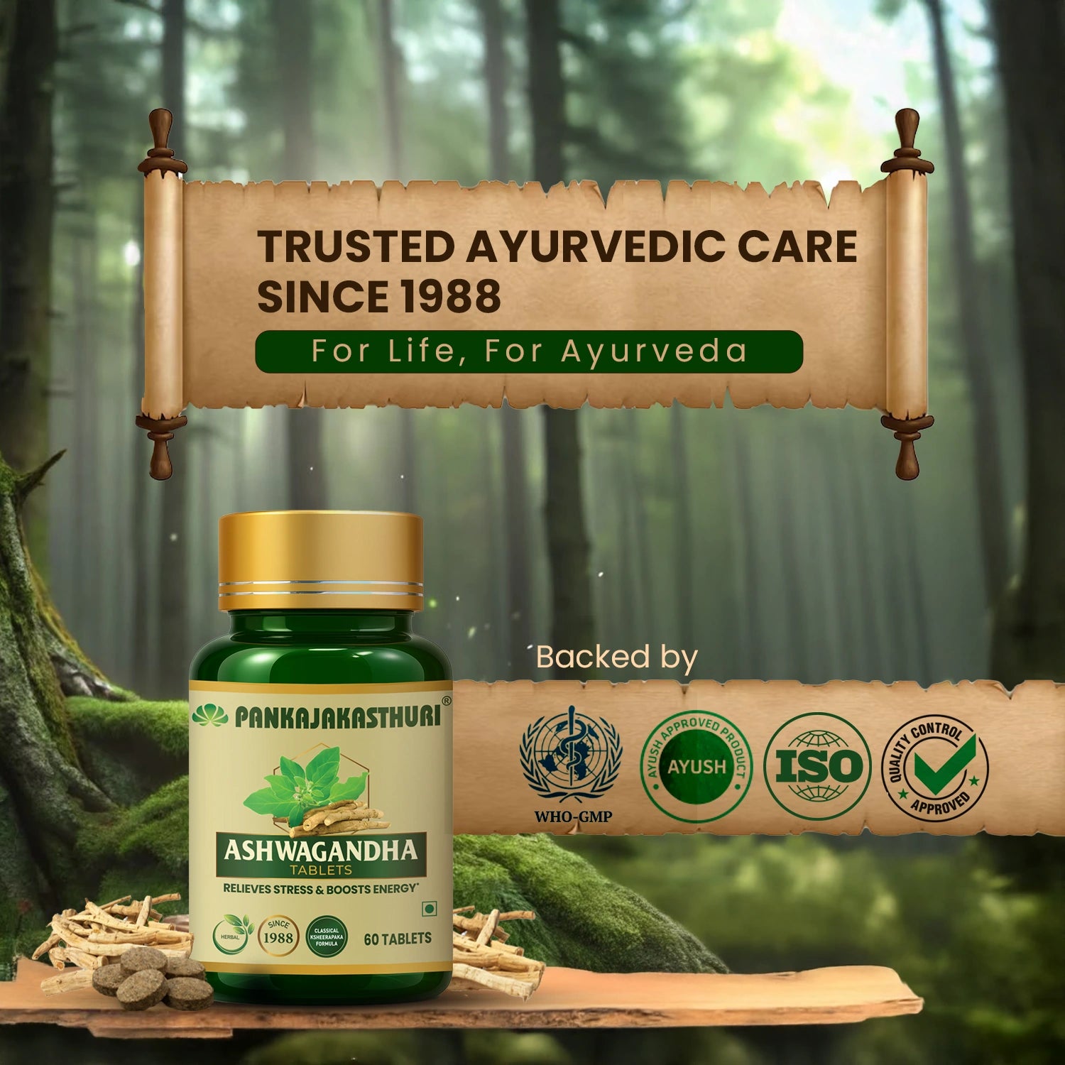 Ashwagandha Tablets | Relieves Stress & Boosts Energy -
