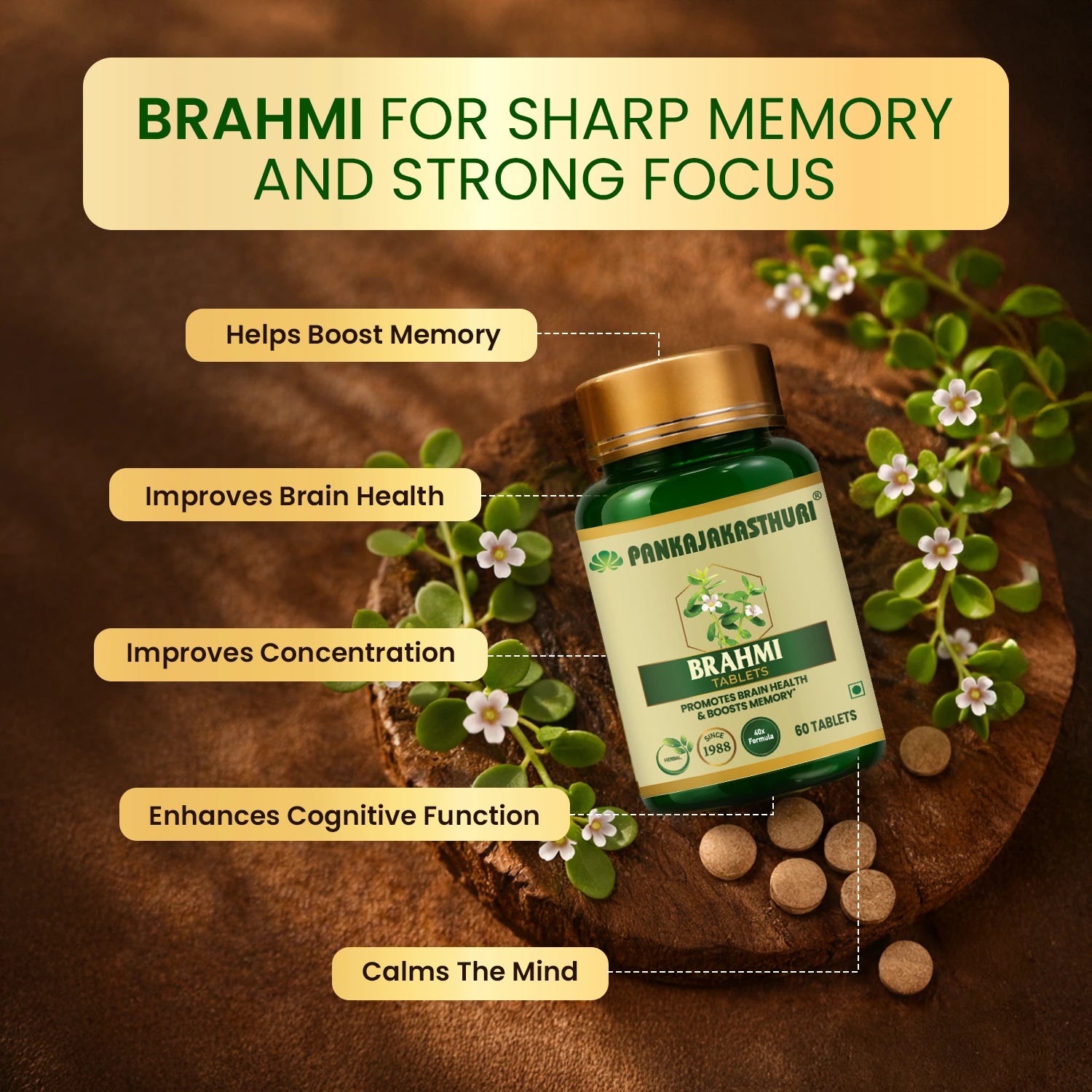 Brahmi Tablets | Promotes Brain Health & Boosts Memory