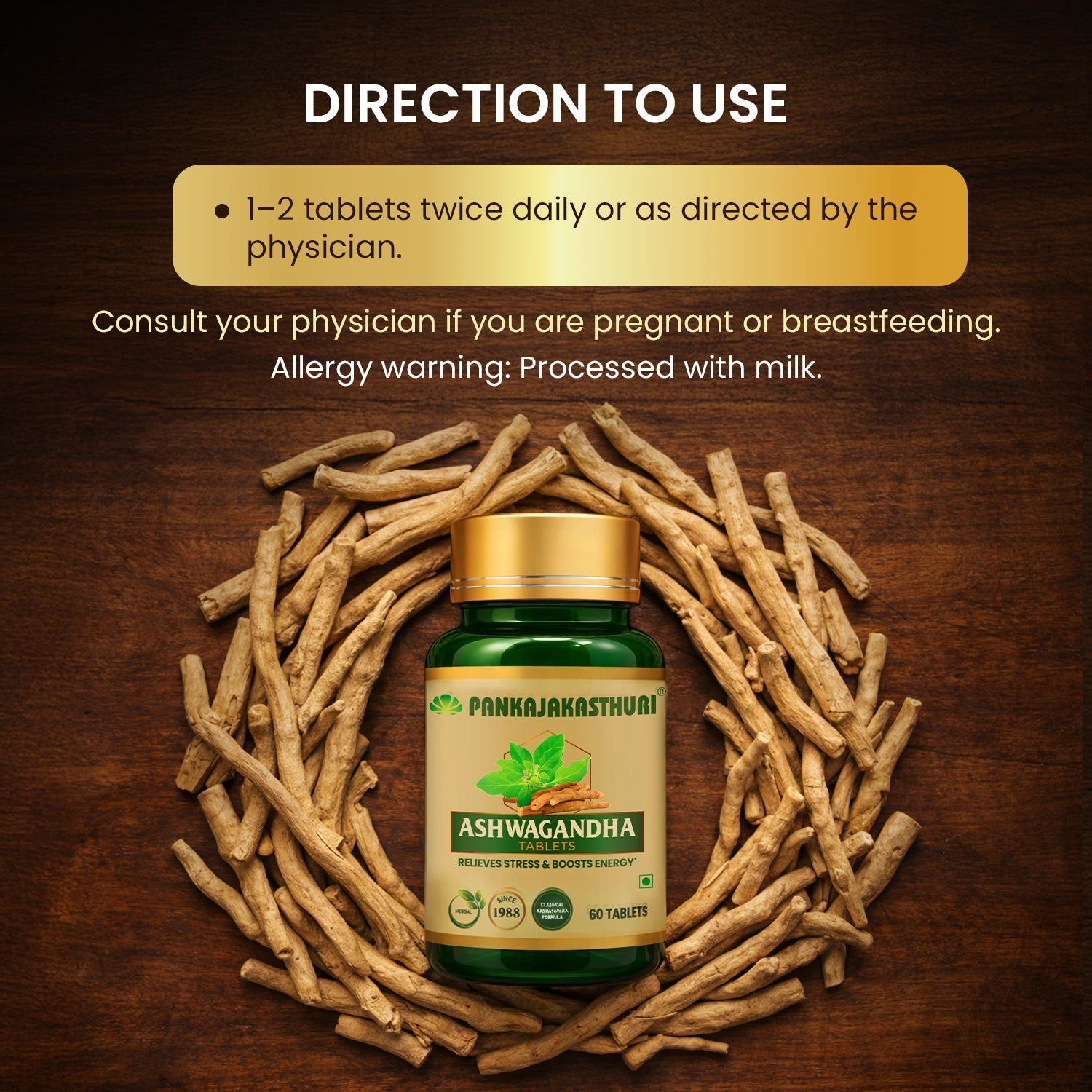 Ashwagandha Tablets | Relieves Stress & Boosts Energy -